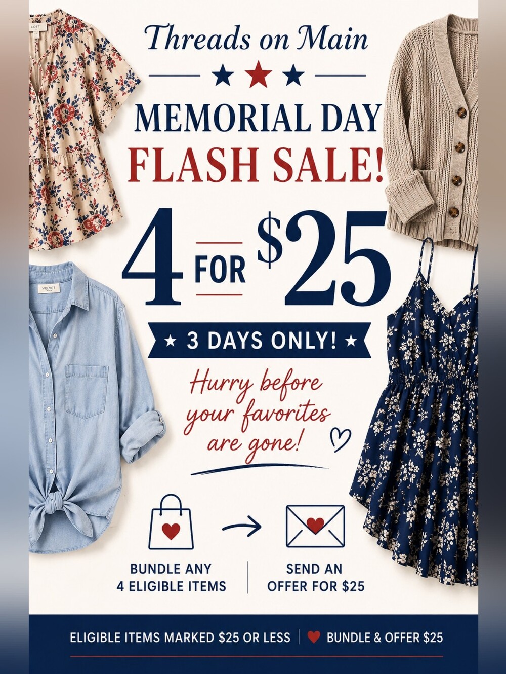 🇺🇸 MEMORIAL DAY FLASH SALE 🇺🇸 4 FOR $25 - 3 Days Only!